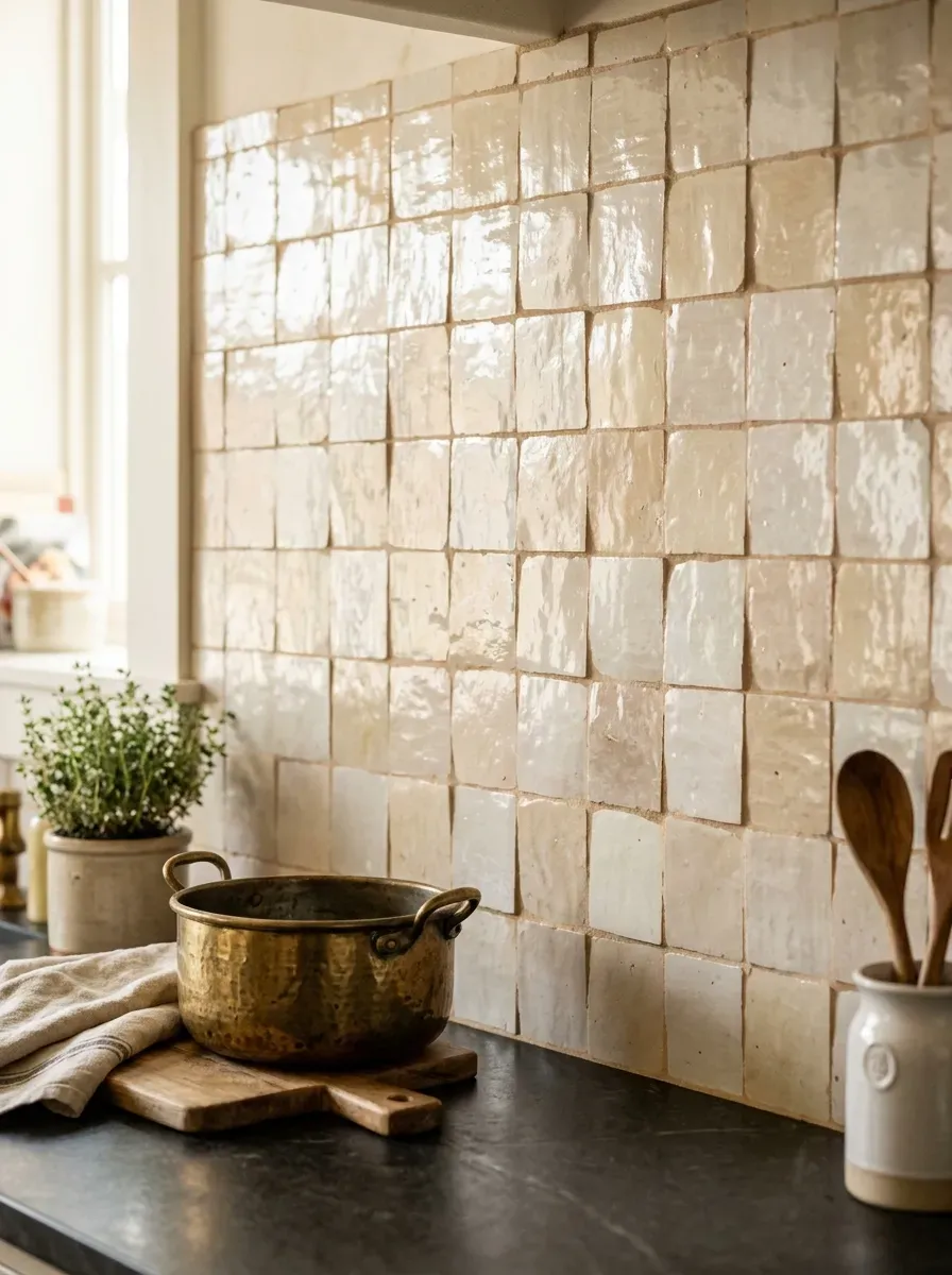 Rustic backsplash made of reclaimed barn wood planks with rich textured wood grain