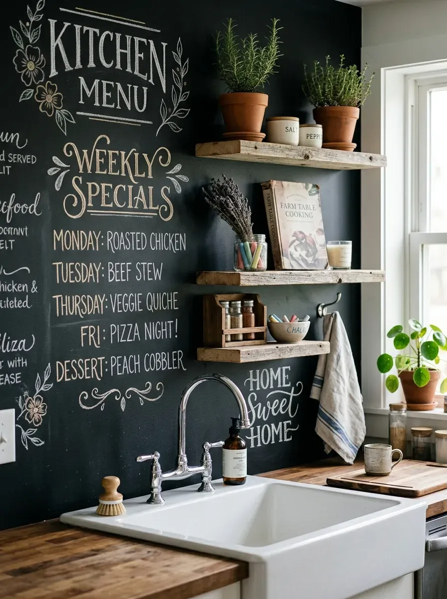 Bright farmhouse kitchen showcasing a white picket fence ceramic tile backsplash